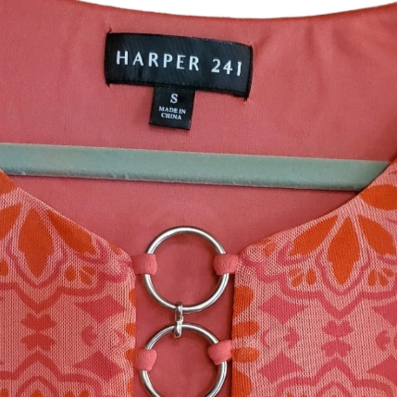 Harper 241 NWOT Orange & Pink Hippiecore 60s Inspired Sleeveless Top Size Small - Picture 3 of 6